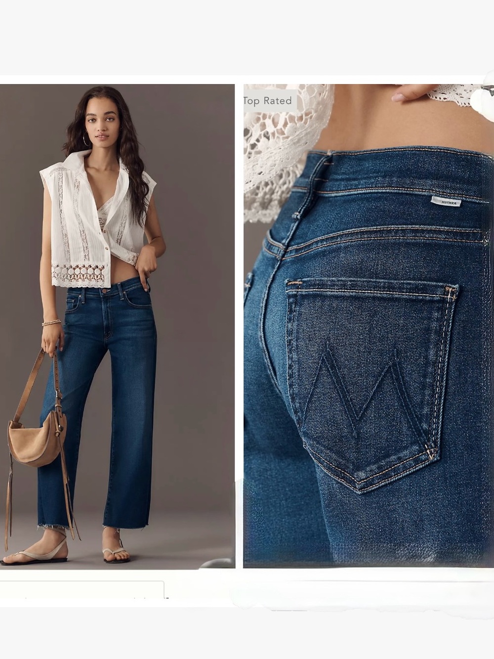 MOTHER The Mid Rise Rambler Zip Ankle Wide Leg Jean did you bring me anything 27